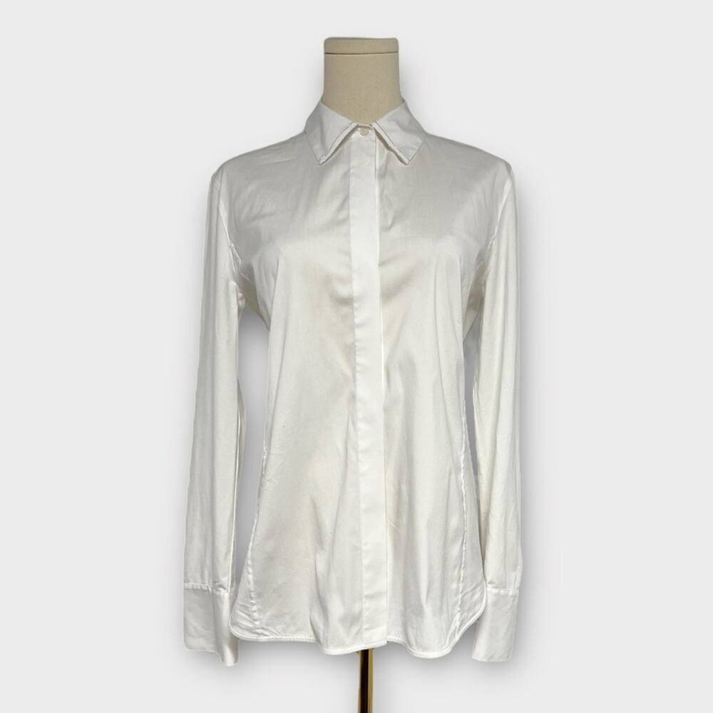 Lafayette 148 New York Hayward Stretch Cotton Blend Button-up Shirt Size 4